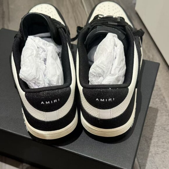 AMIRI White & Black Shimmer Skel Top Low Sneakers - Picture 3 of 6